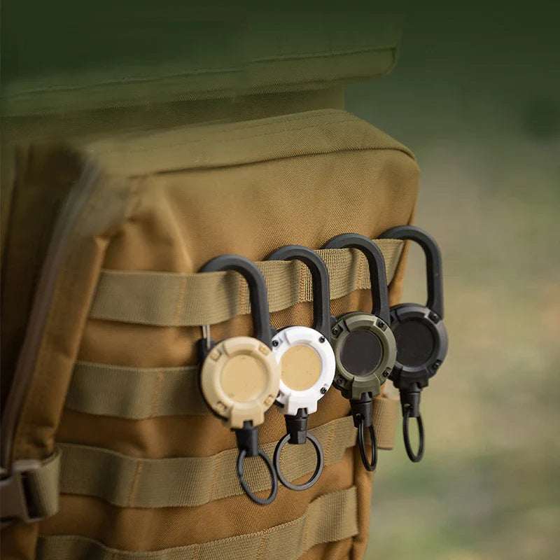 Heavy Duty Retractable Key Ring with Anti-Theft Metal Design and Easy-Pull Elastic Rope for Keys and Badges