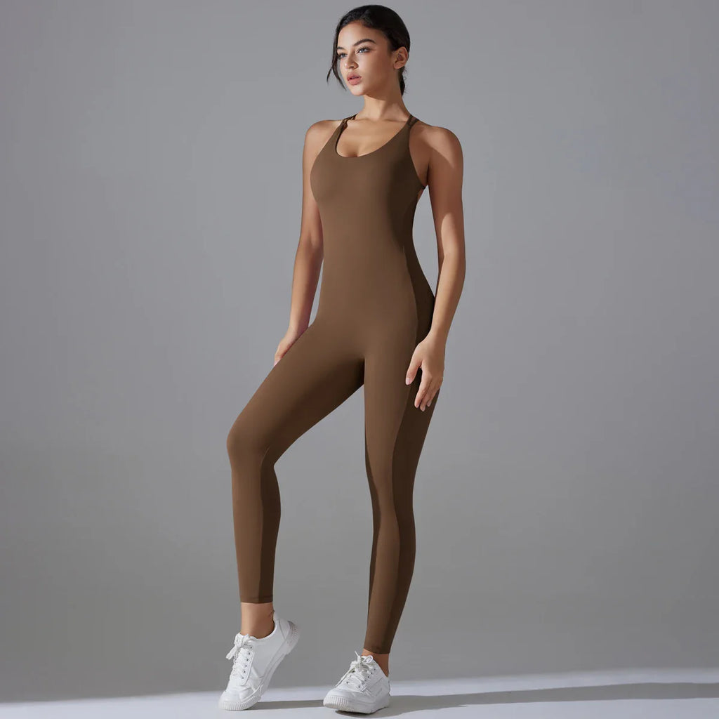 Backless Bodycon Scrunch Jumpsuit for Women with Push Up Design Perfect for Dance and Fitness Sleeveless Yoga Sport Overall