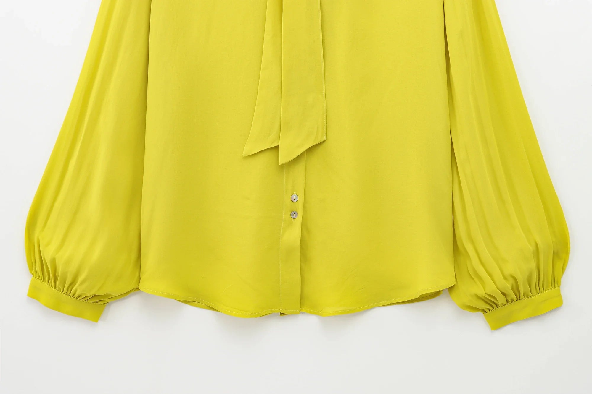 Solid Long Sleeve Bow Tie Blouse for Women Elegant Drawstring Office Shirt All-Match Top