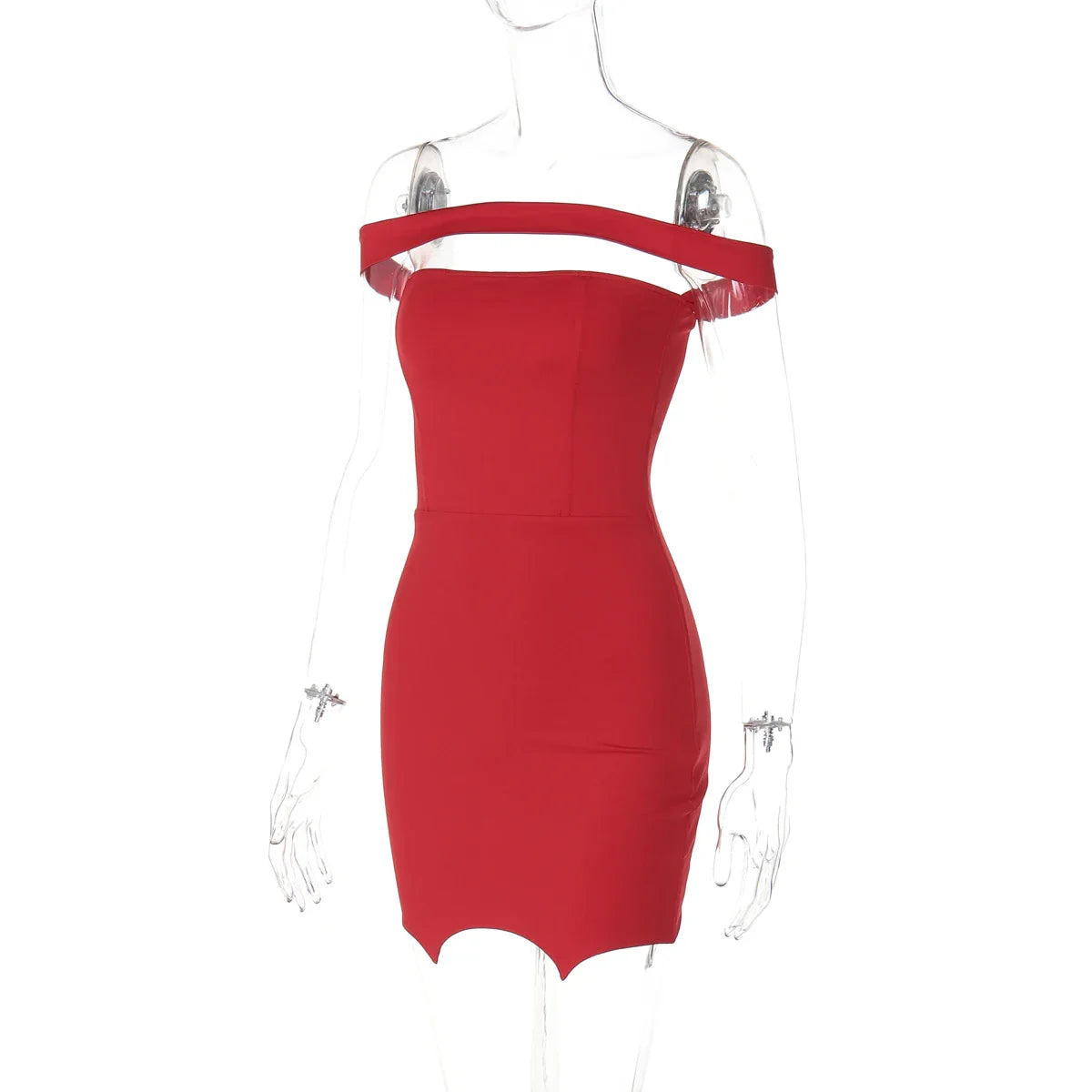 Solid Slash Neck Sleeveless Bodycon Mini Dress For Summer