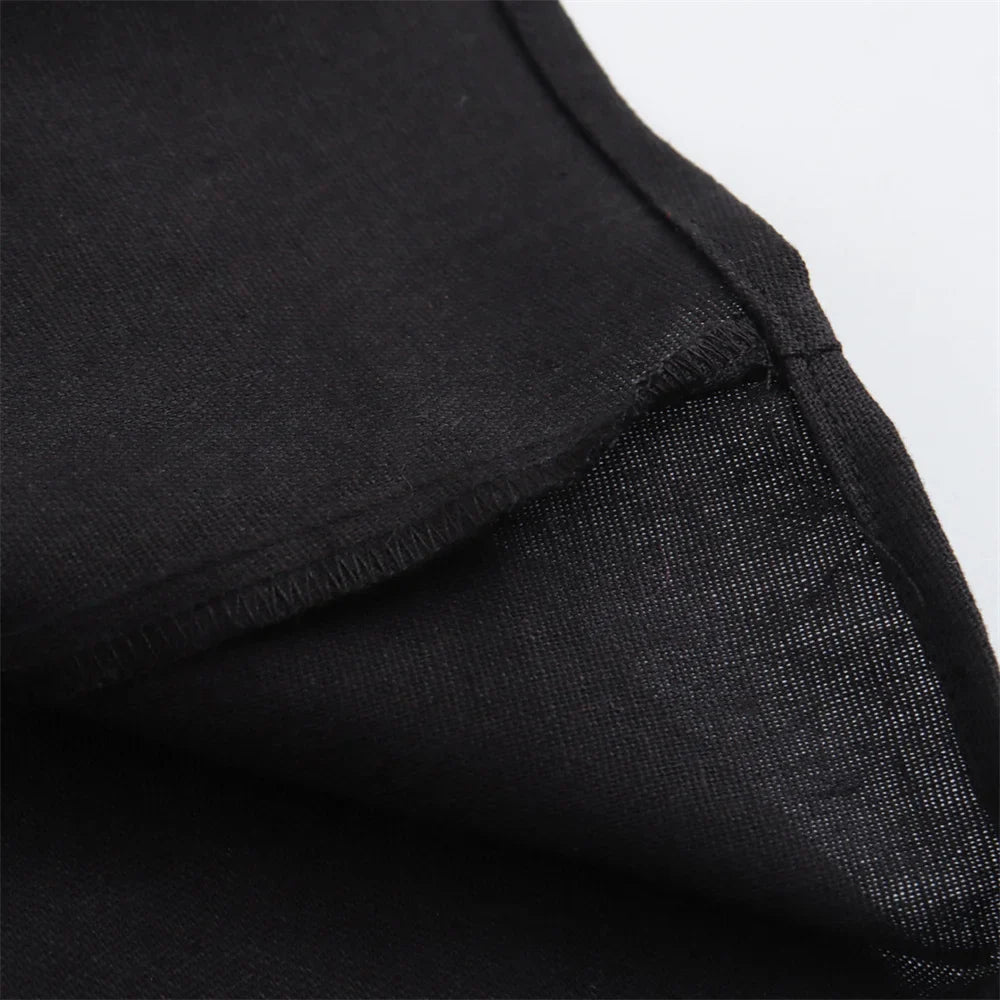 Elegant Linen Blend Belted Midi Dress Sleeveless Women