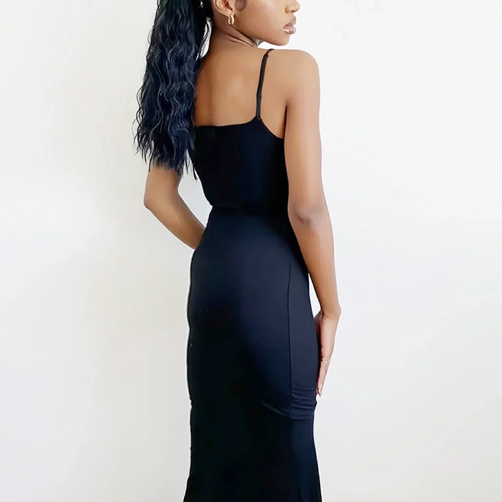 Backless Bodycon Maxi Dress With Spaghetti Straps Elegant