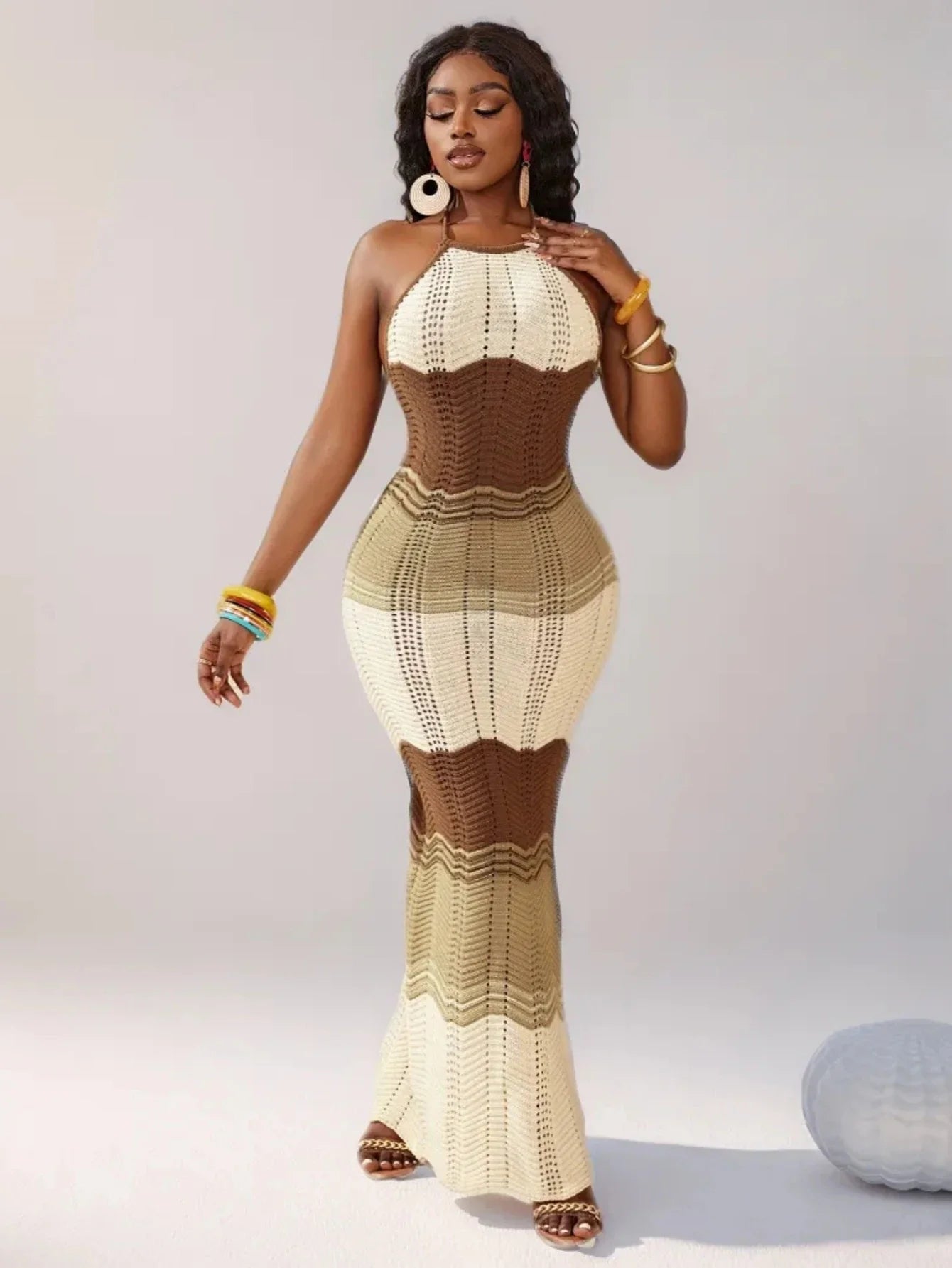 Summer Knit Dress for Women Seaside Beach Vacation Style