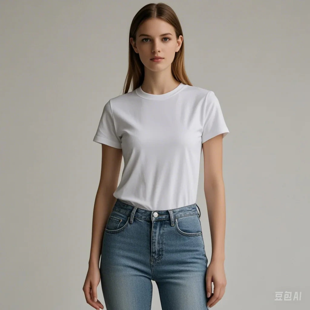 Women Cotton Summer Basic T Shirt Loose Fit Short Sleeve Casual Tee