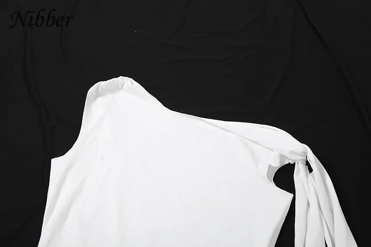 Elegant Two-Piece Women's Tracksuit Set with Skew Collar Ribbon Tank Top and Stretch Skinny Leggings Casual Matching Outfit