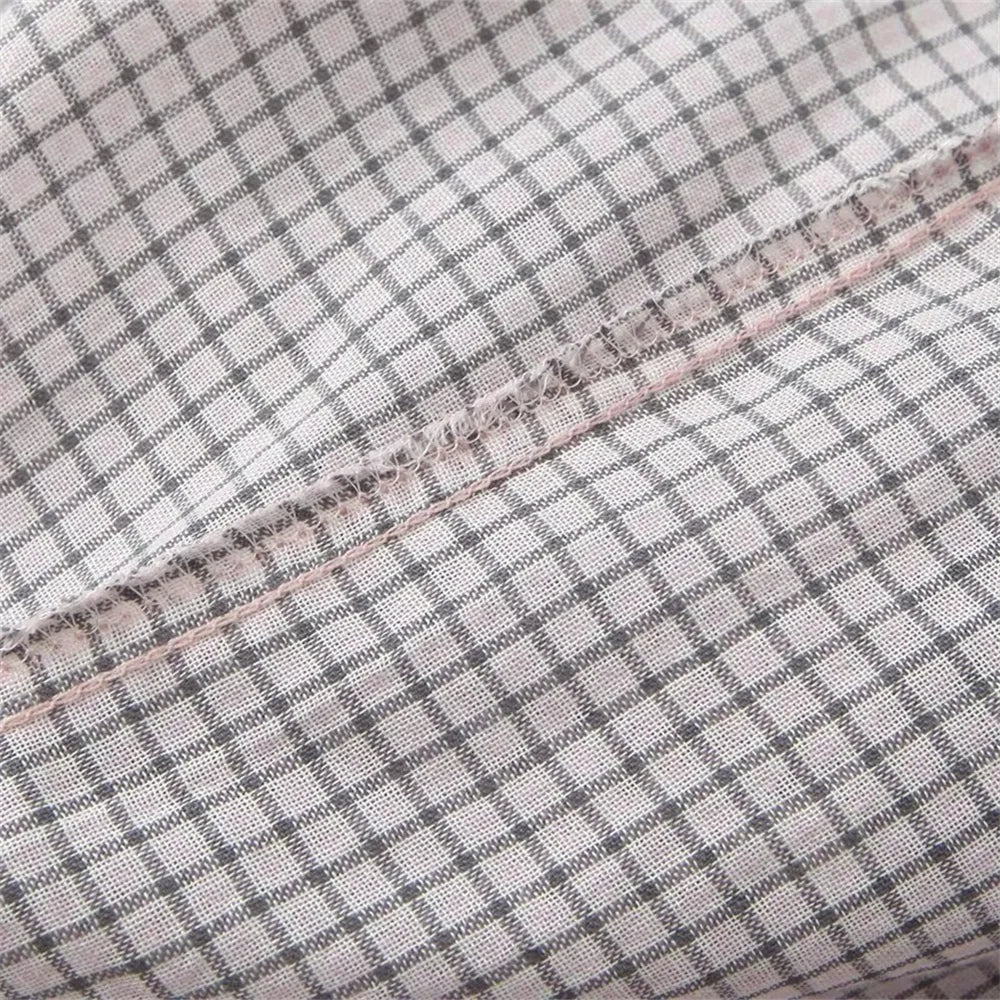 Casual Women's Long Sleeve Loose Fit Layered Small Grid Decorative Shirt for Autumn Versatile Everyday Wear