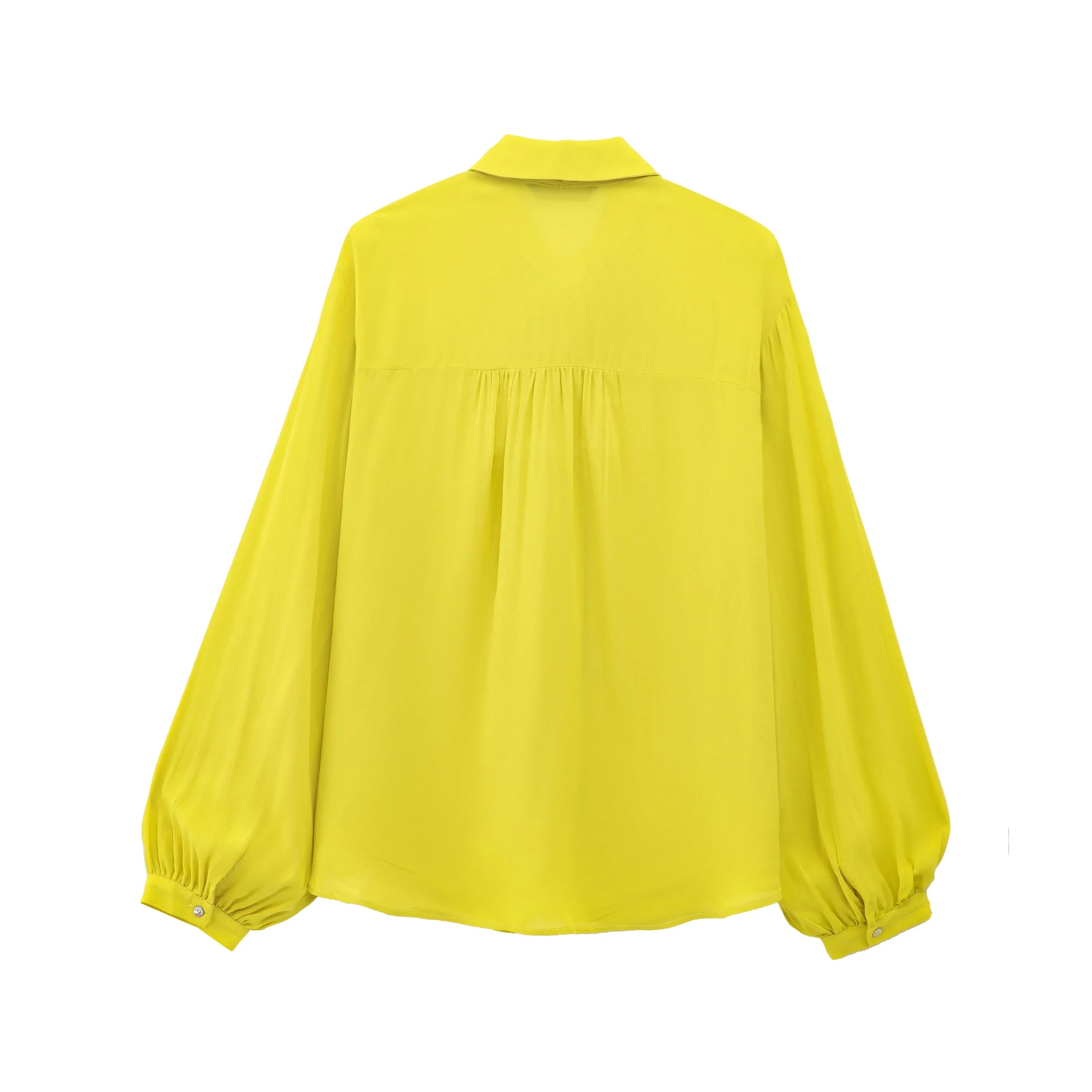 Elegant Solid Long Sleeve Bow Tie Blouse for Women Office Wear All-Match Drawstring Top Shirt