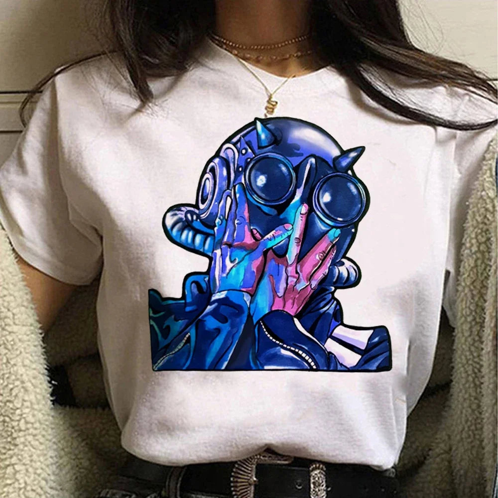 Funny Ghost Band T-Shirt for Women - Y2K Manga Style Tee with Premium Soft Fabric