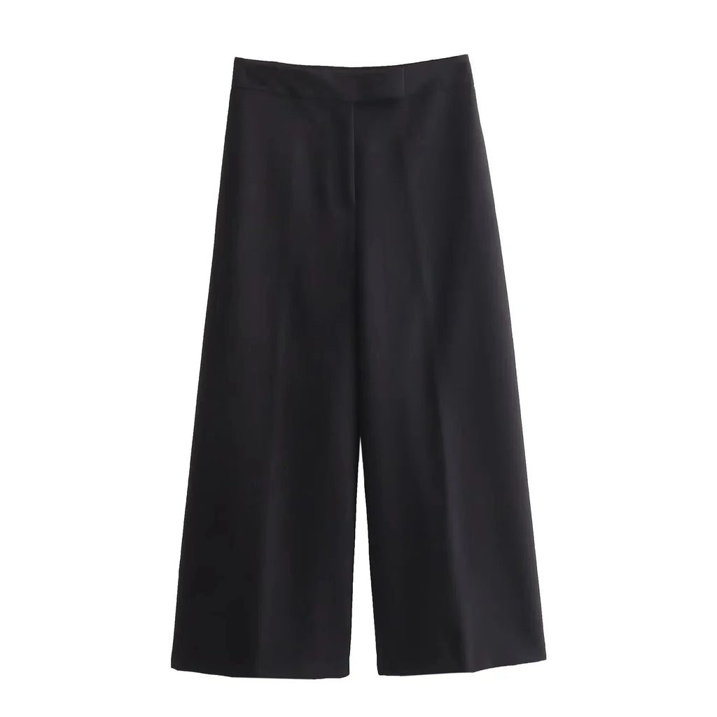 Casual Solid V Neck Sleeveless Vest and Wide Leg Pants Set for Elegant Summer Style