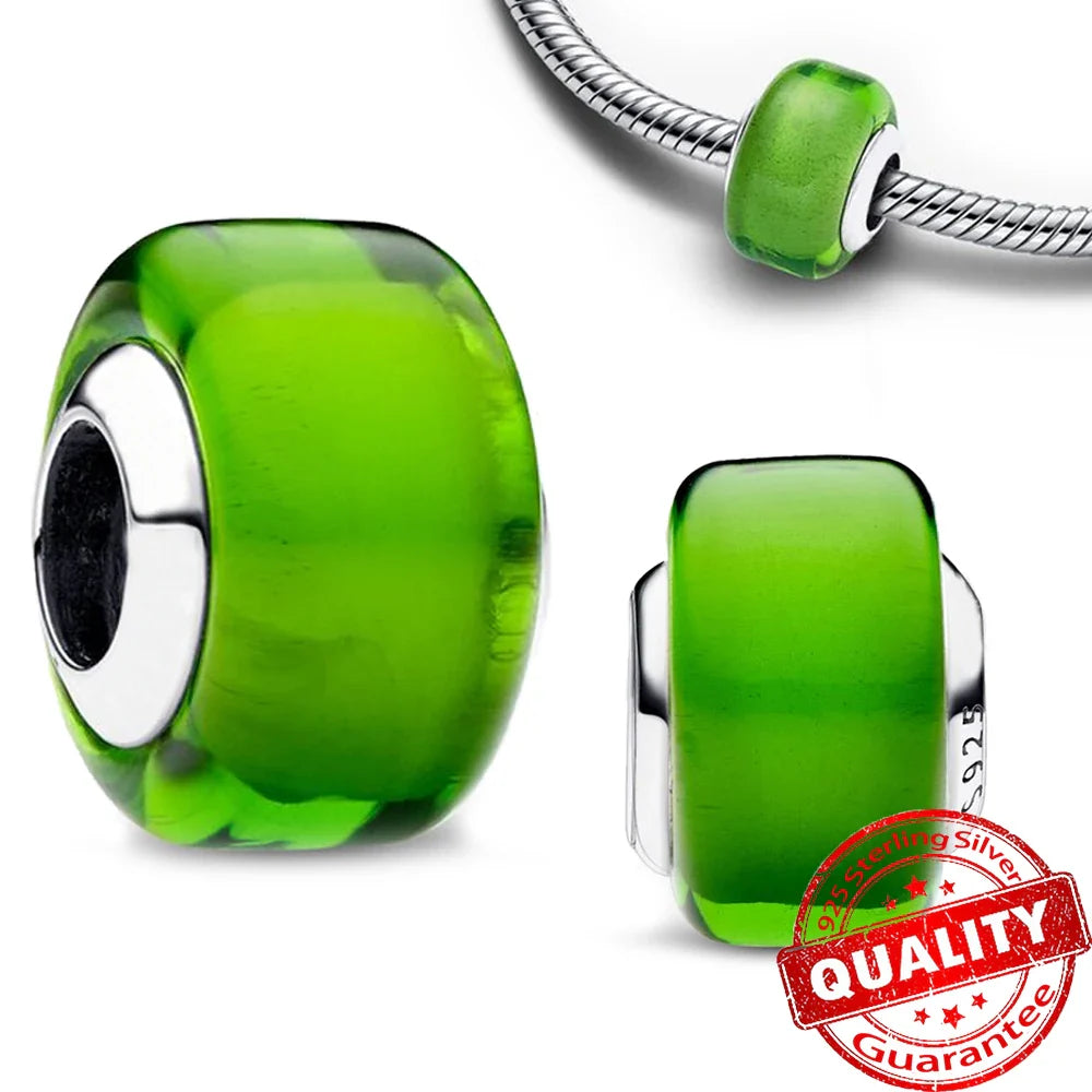 925 Sterling Silver Green Monstera Leaves Frog Dangle Charm for Necklace and Bracelet