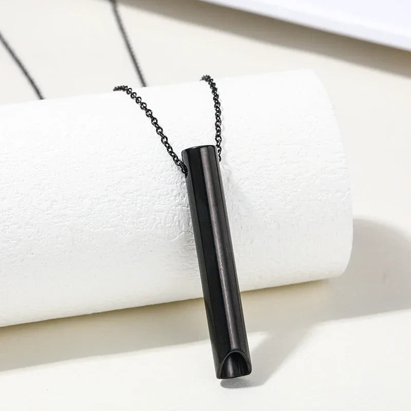 Breathing Anxiety Necklace for Mindfulness and Stress Relief Stainless Steel Calming Chain in Gold Black Silver and Rose Gold