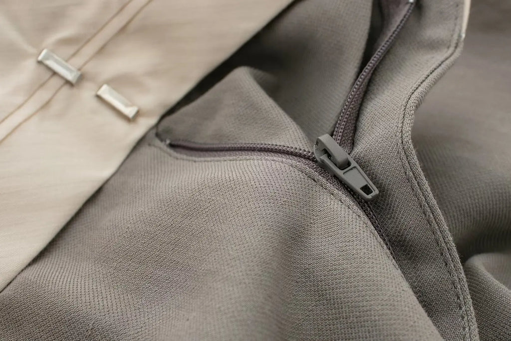 Women's Solid Grey Two Piece Set with Sleeveless Asymmetrical Vest and High Waist Wide Leg Trousers Casual Outfit