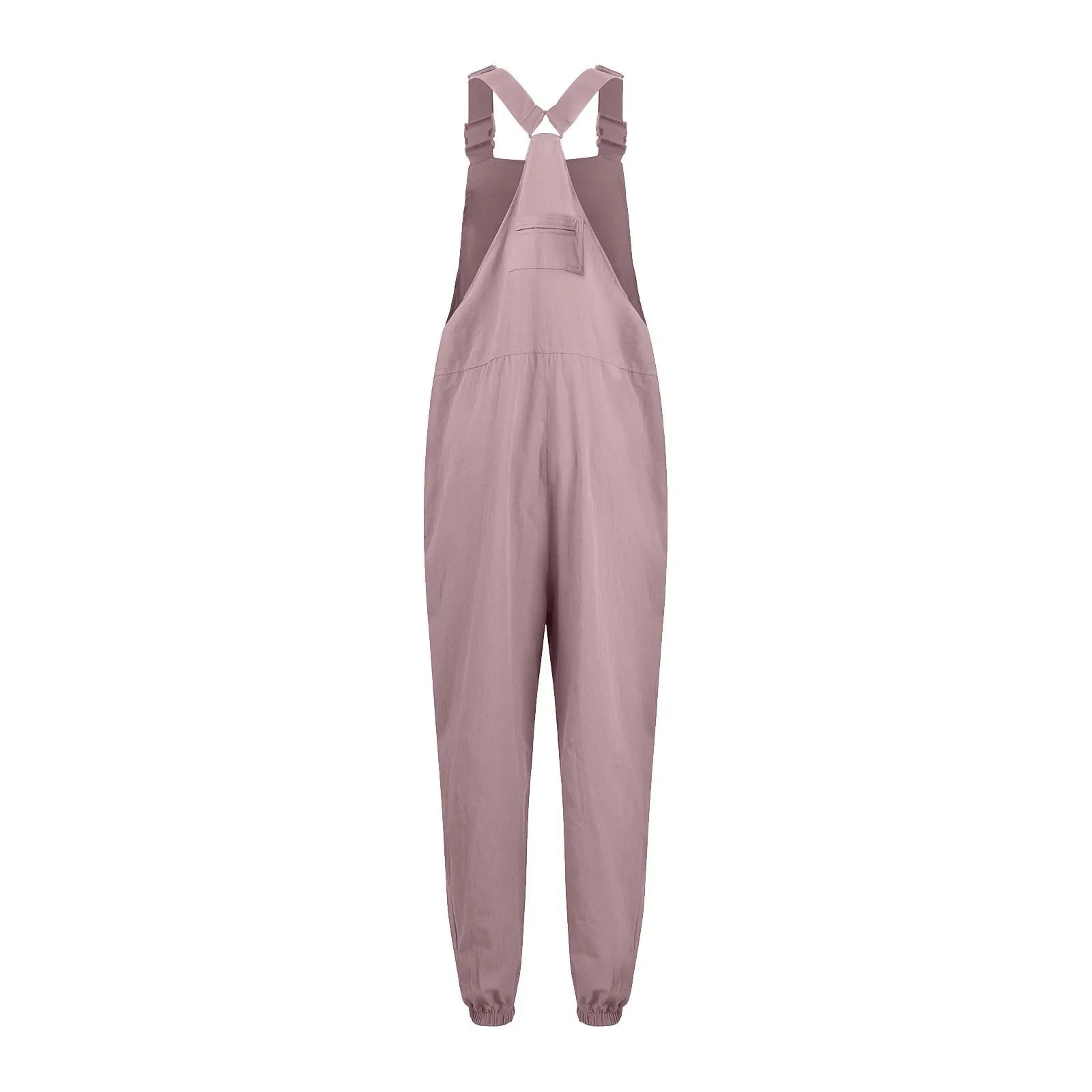 Women's Summer Casual Loose Wide Leg Jumpsuit with Adjustable Straps Pockets and Retro Button Detail Solid Color Sleeveless Overalls