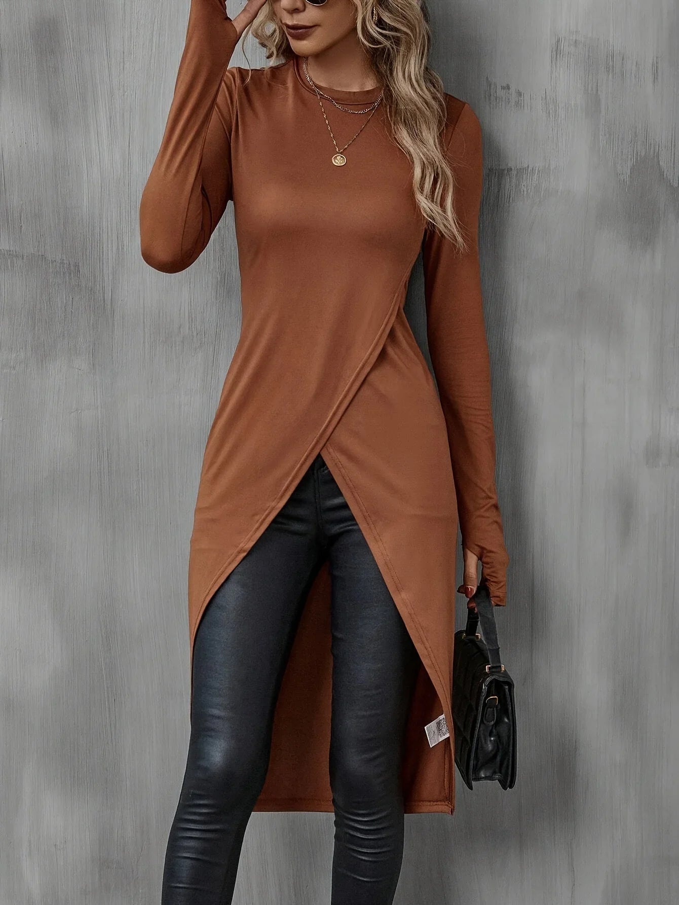 Plus Size Long T Shirt Slimming Casual Autumn Wear