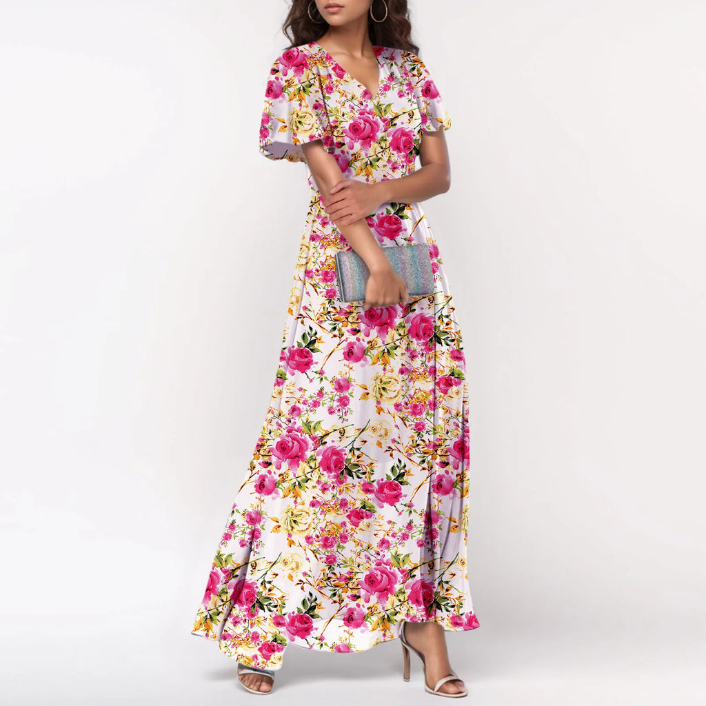 Floral Chiffon Maxi Dress for Summer Wedding Guest Chic