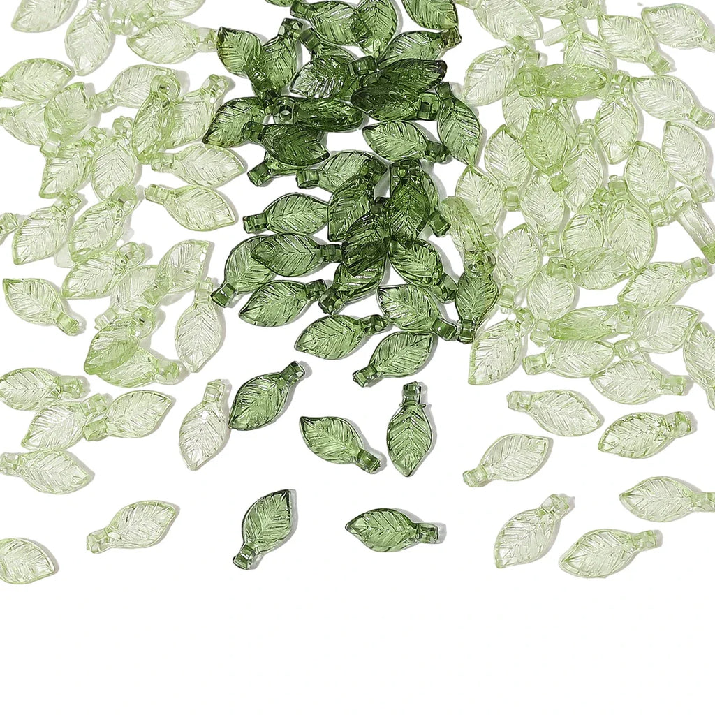 100 Pieces Mini Acrylic Tree Leaf Beads for DIY Handmade Jewelry Necklaces and Earrings Accessories