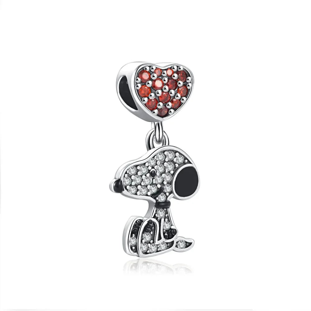 Snoopy Charlie Brown 925 Silver Charm Pendant for Women Fit 3mm Bracelets