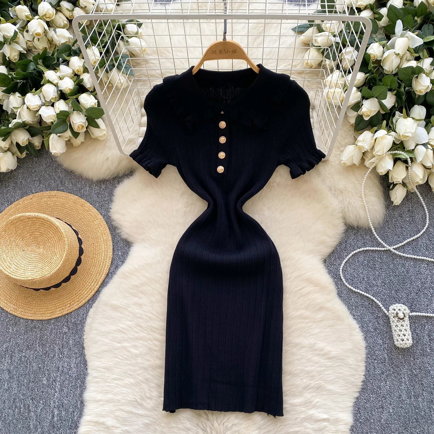 Knit Bodycon Sundress for Women With Striped Pattern