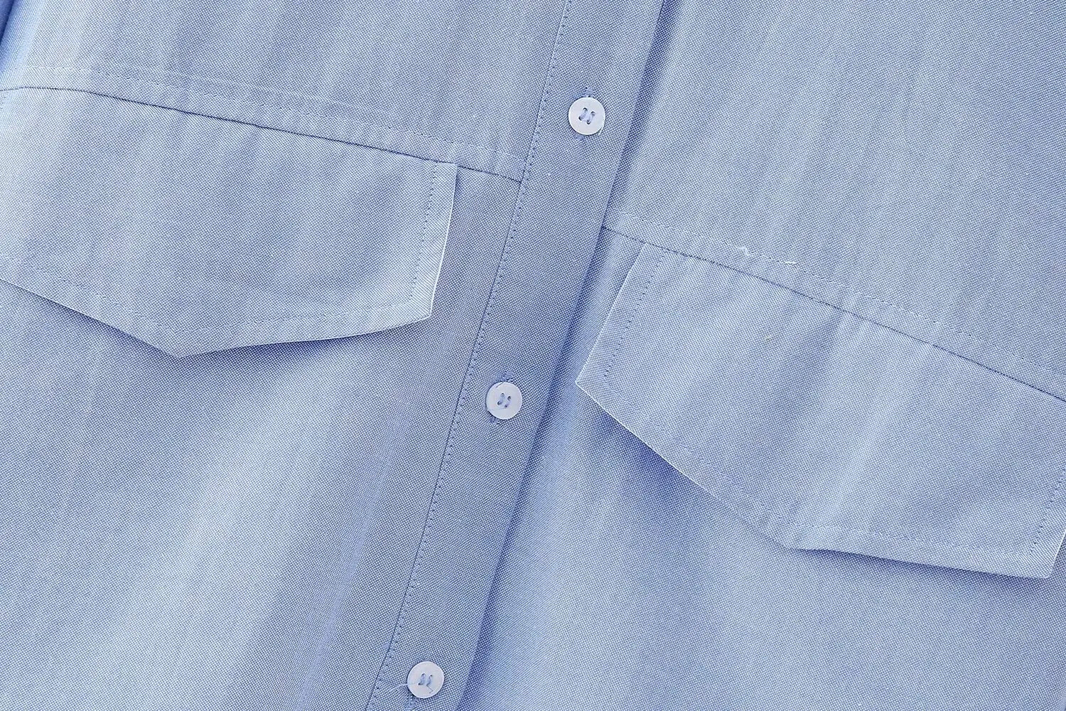 Elegant Patchwork Blouse for Women Long Sleeve Single Breasted Lapel Shirt Chic Short Top