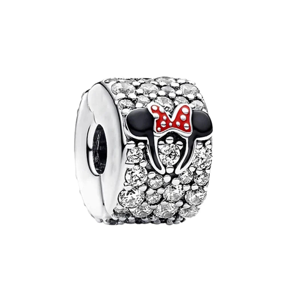 925 Sterling Silver Disney Minnie Mickey Charm Bead for Original Pendant Bracelet DIY Jewelry