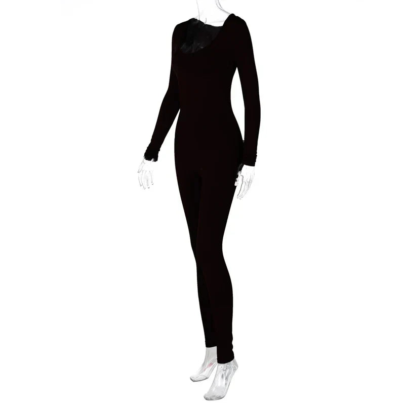 Women's Long Sleeve Bodycon Jumpsuit One Piece Streetwear Overall Autumn Winter Outfit