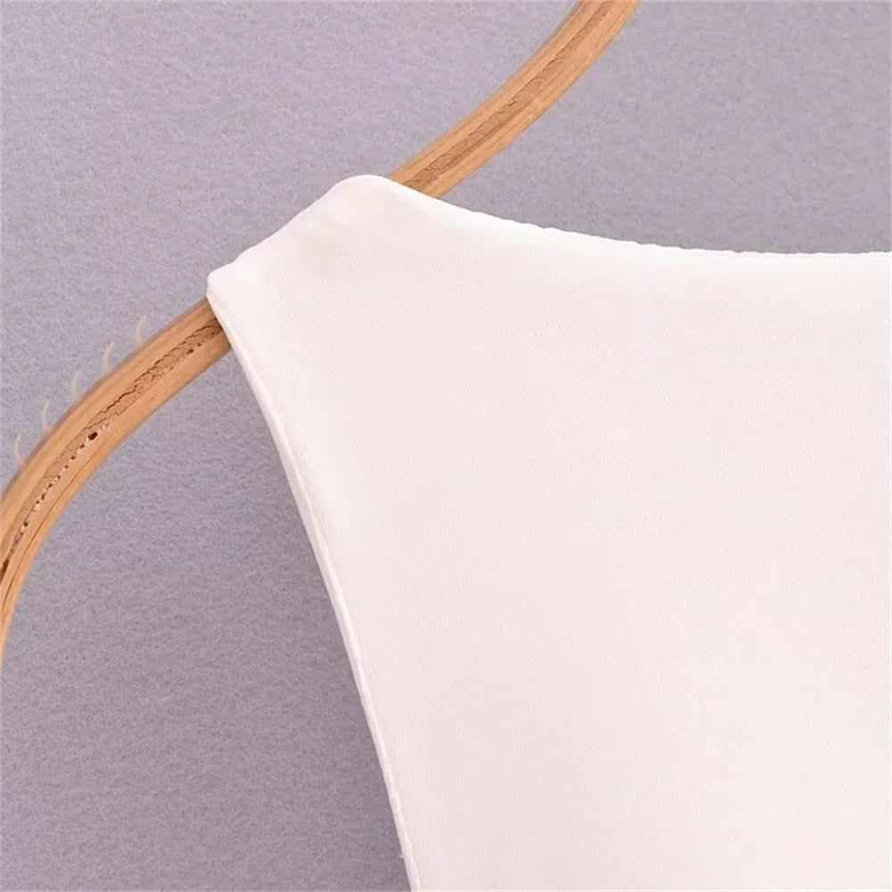 White Sleeveless Mini Dress for Women Elegant Autumn Fashion