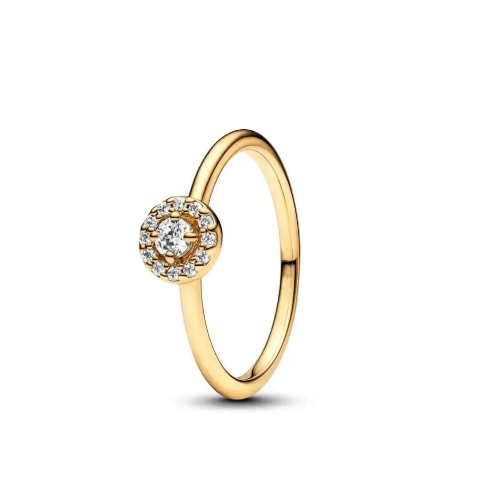 Classic Square Heart Shaped 925 Sterling Silver Ring in Exquisite Gold Color for Jewelry Gift