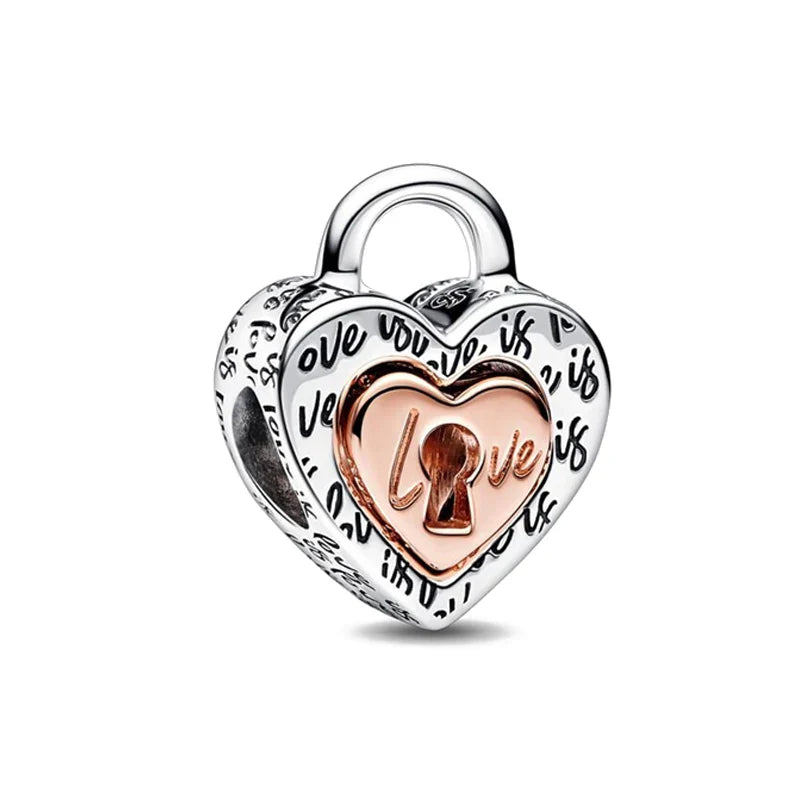 Heart and Angel Charms for 3mm Bracelets - 925 Silver DIY Jewelry Accessories for Women