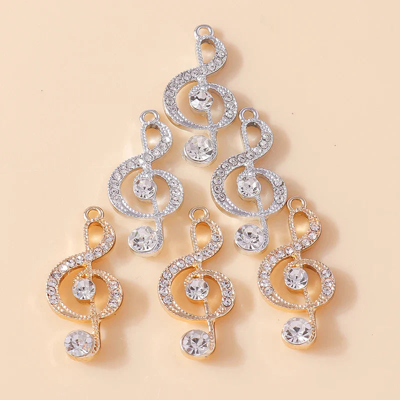 10 Pieces Delicate Crystal Music Note Charms for DIY Jewelry Making Necklaces and Earrings