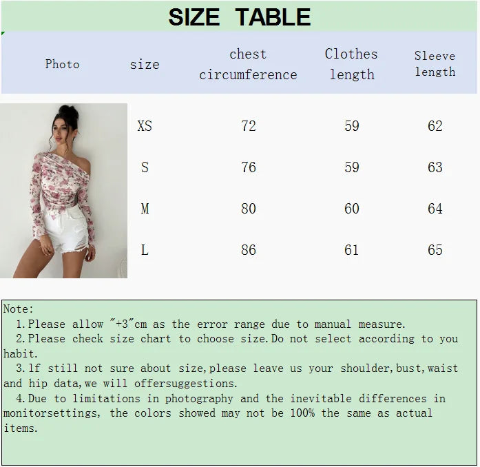 Women's Casual Slim Fit Long Sleeve Printed T-Shirt with Slanted Shoulder Collar