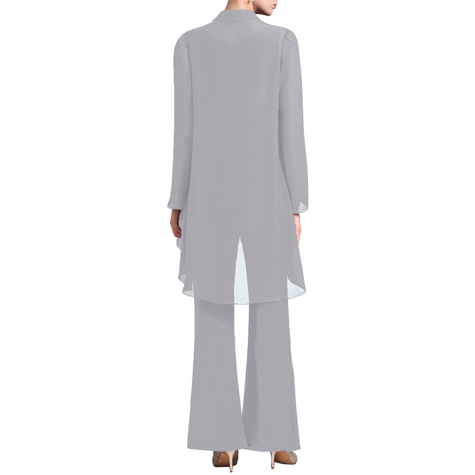 Womens Summer Chiffon 3 Piece Outfit Set with Tank Top Cardigan and Pants for Formal Events