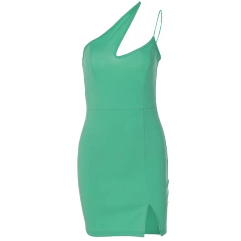 Cyan Halter Dress Slim Fit Party Dress For Women Casual