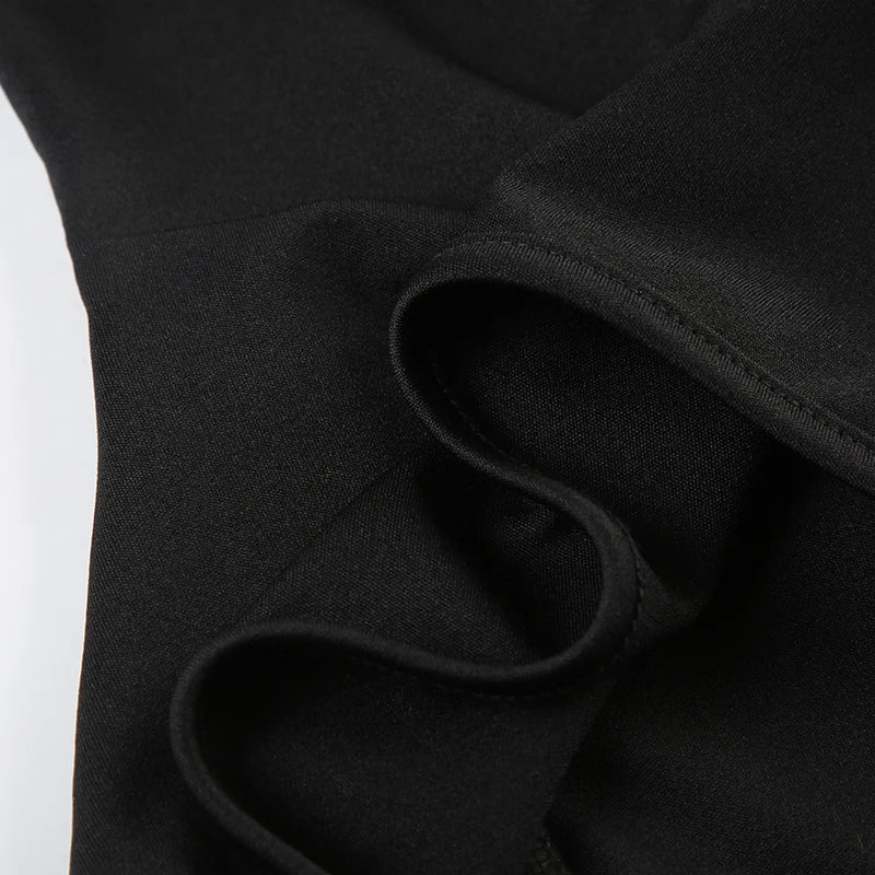 Slim Contrast Color Two-Piece Dress Set for Women Bandage Slash Neck Halter Top with Low-Waisted A-Line Skirt Elegant Sweet Casual Outfit