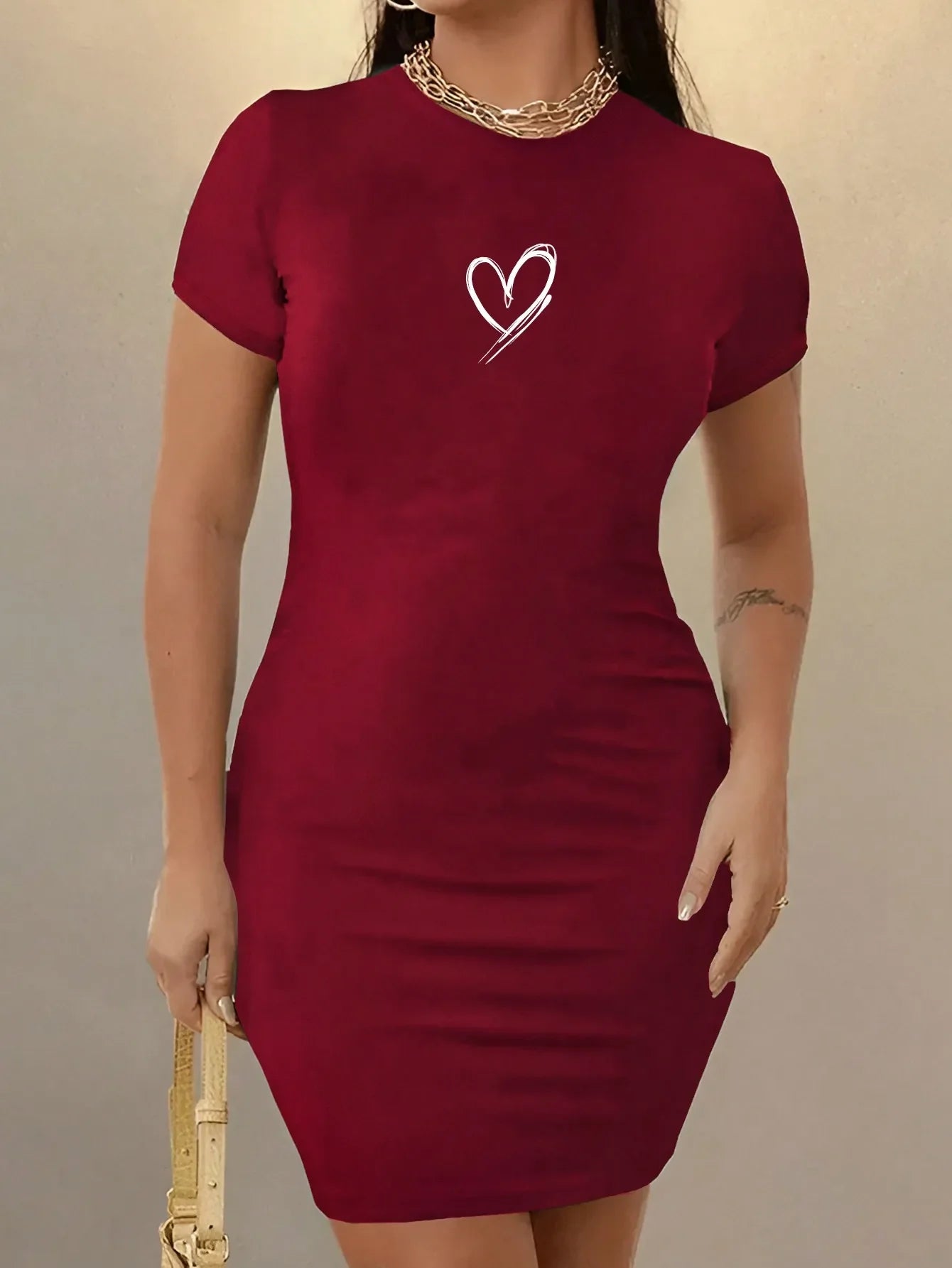 Womens Short Sleeve Mini Dress Slim Fit Casual Streetwear