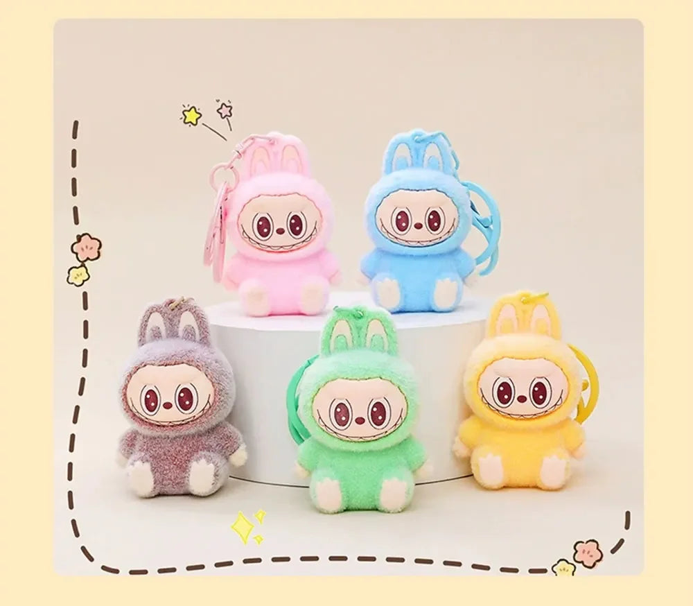 Kawaii Labubu Doll Keychain Cute PVC Pendant Toy Phone Bag Charm Car Accessories