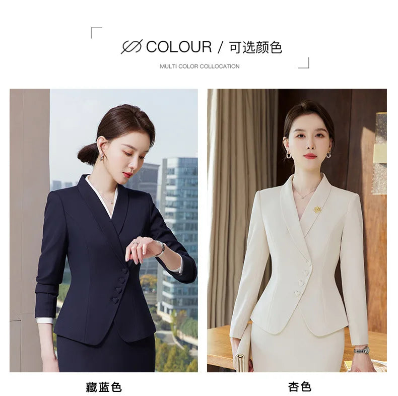 Ladies Formal Pant Suit Set with Blazer and Trousers for Professional Business Attire, Stylish Autumn Winter Women's Work Wear Outfit