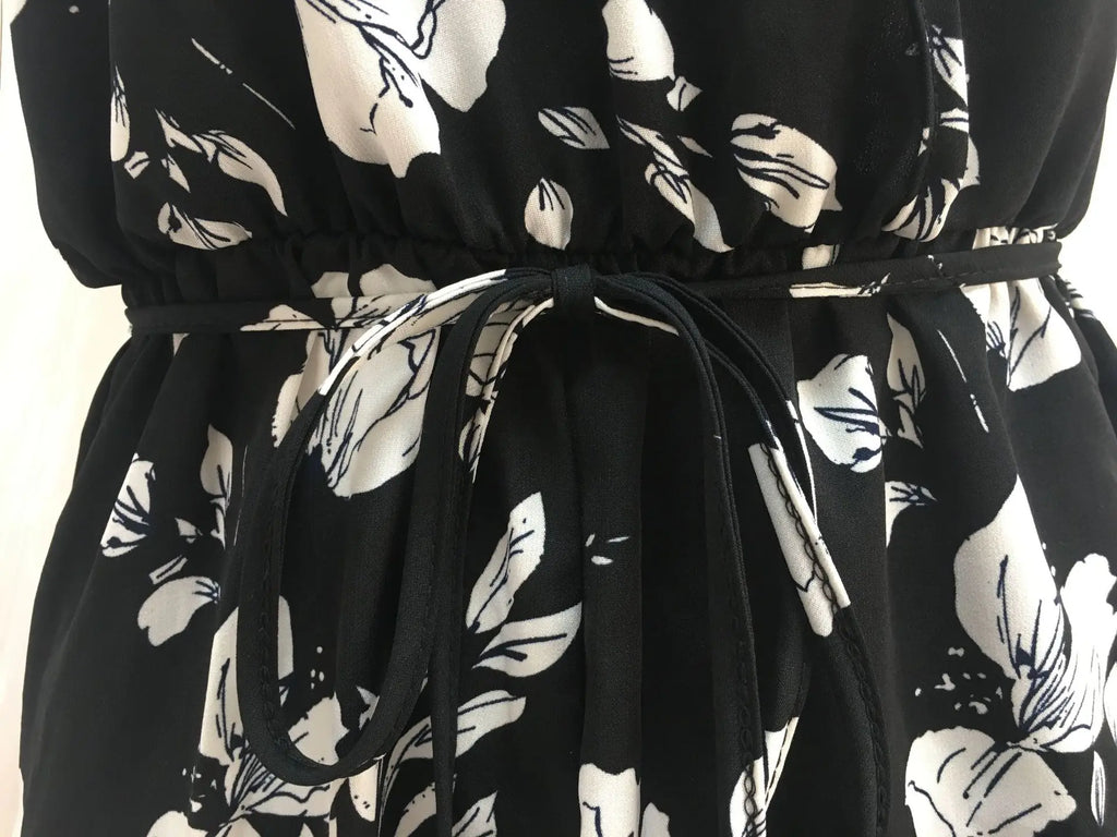 Women's Spring Summer Camisole Jumpsuit with Cross-Back Lace-Up Design and Sexy V-Neck Printed Romper