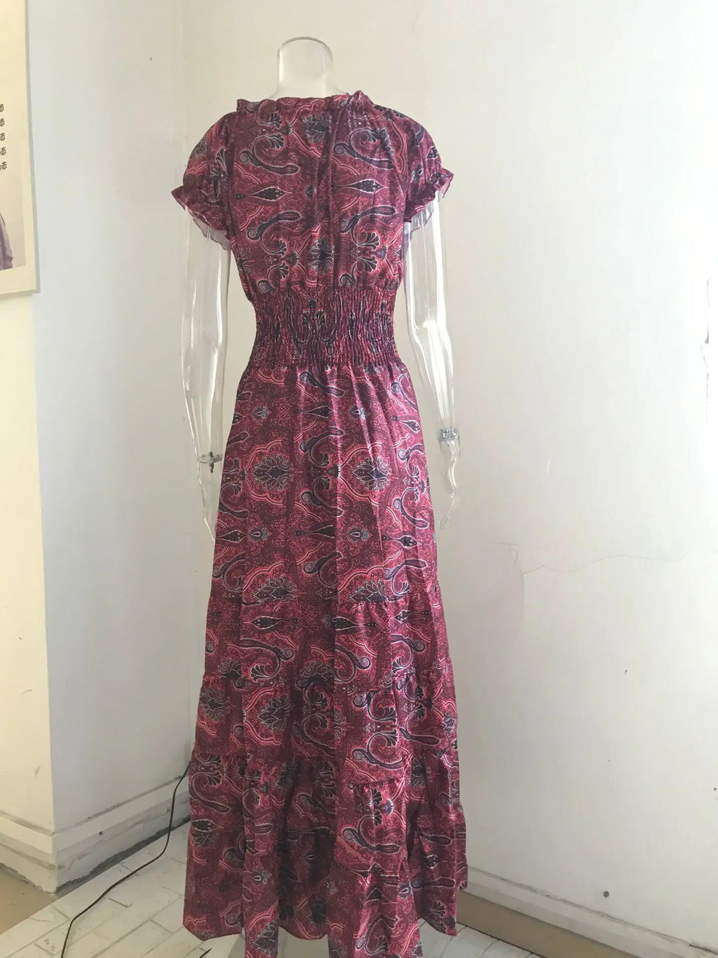 Floral Print Retro Jumpsuit With Cinched Waist Dress