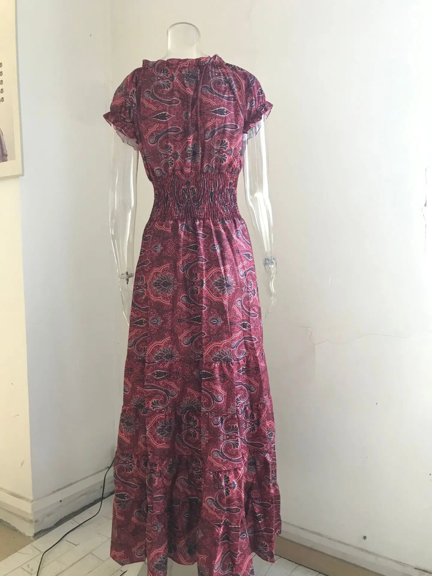 Floral Print Retro Jumpsuit With Cinched Waist Dress