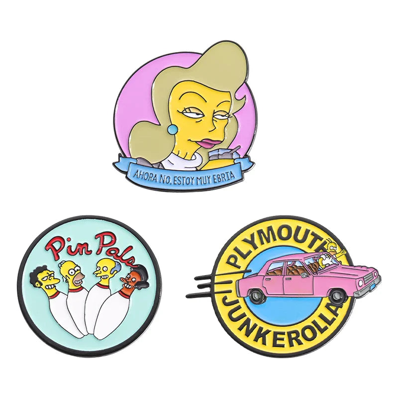 Cartoon Character Enamel Pins Set Cute Anime Brooches Fashion Accessories