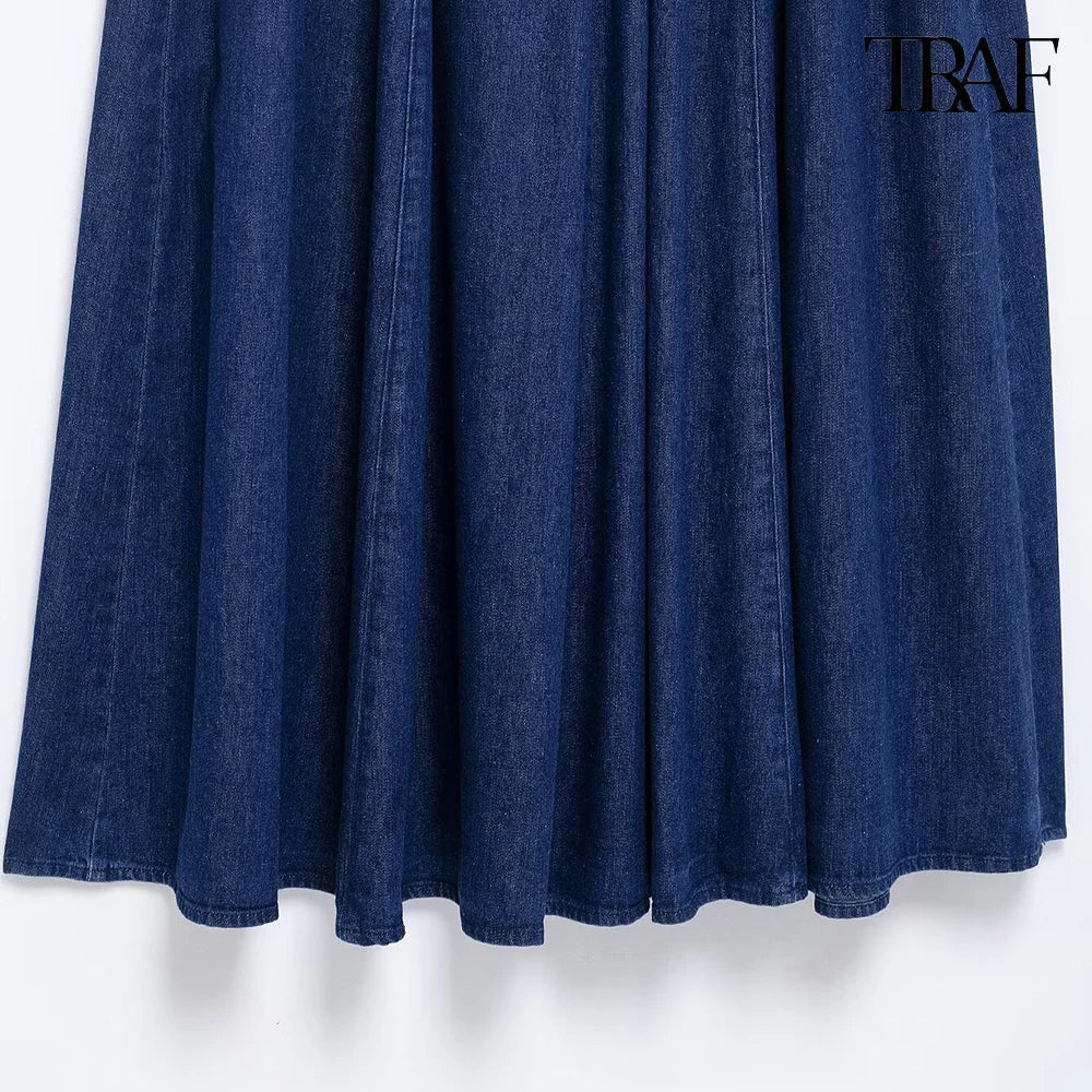Denim Sheath Party Dress With Drawstring Navy Back Zipper