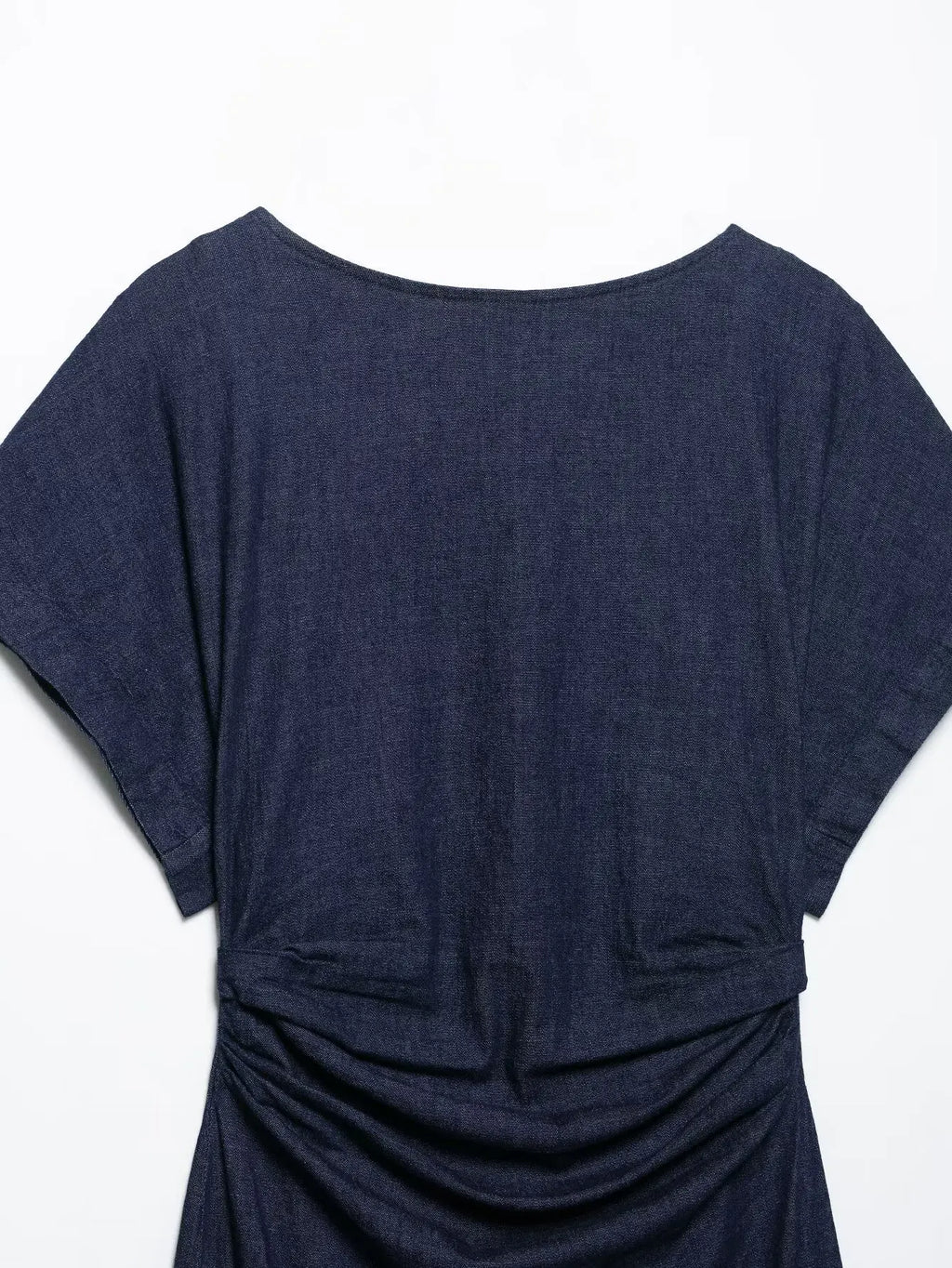 Pleated Slit Dress Round Neck Short Sleeves High Waist Chic