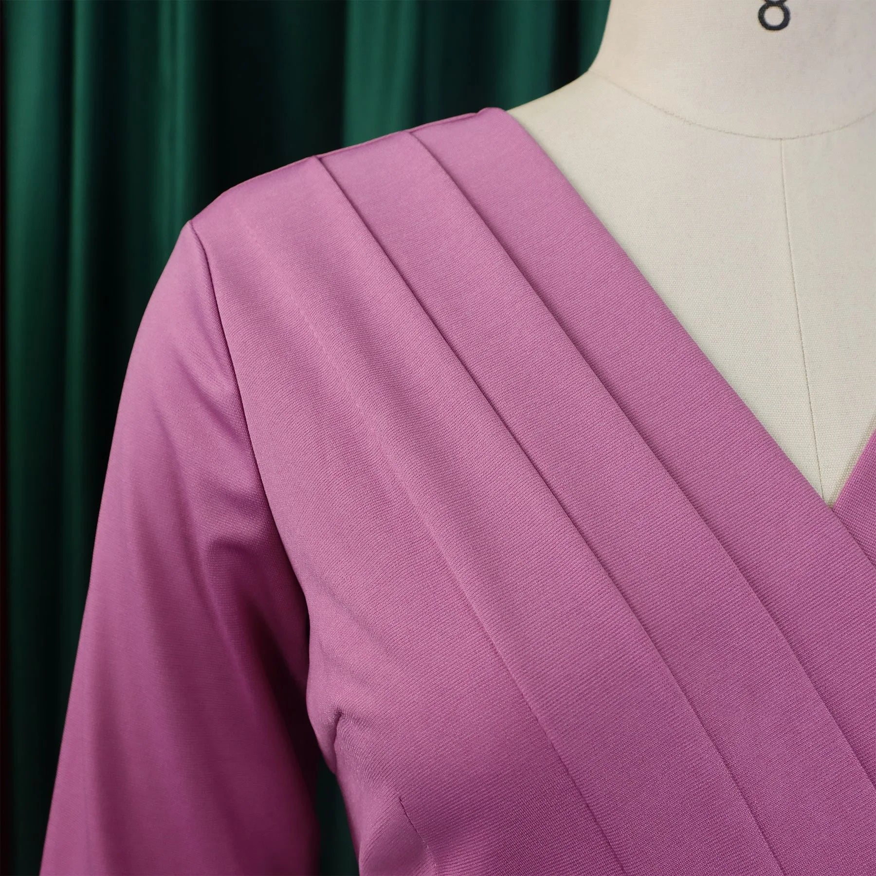 V Neck Office Dress For Women Belted Pleated Mid Calf