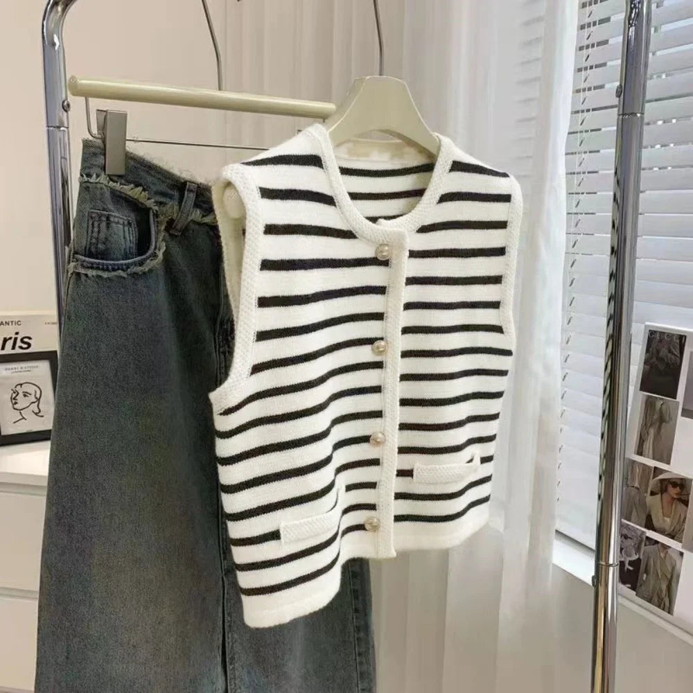 Knitwear Two Piece Set Women's Sweater Cardigan Vest Long Sleeve Blouse and Pants Ensemble