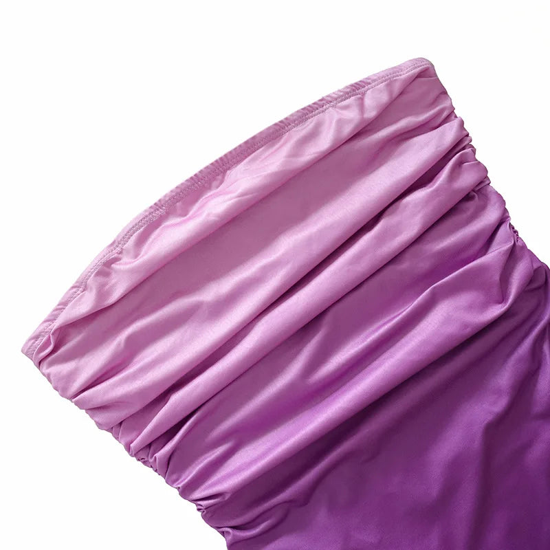 Gradient Strapless Backless Maxi Dress For Women Sexy