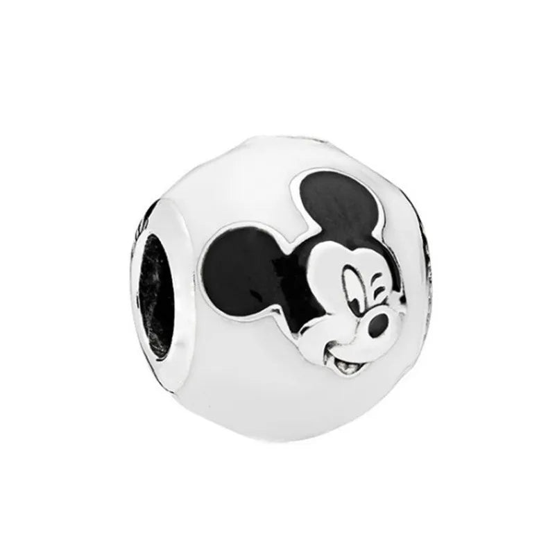 925 Sterling Silver Disney Minnie Mickey Charm Bead for Original Pendant Bracelet DIY Jewelry
