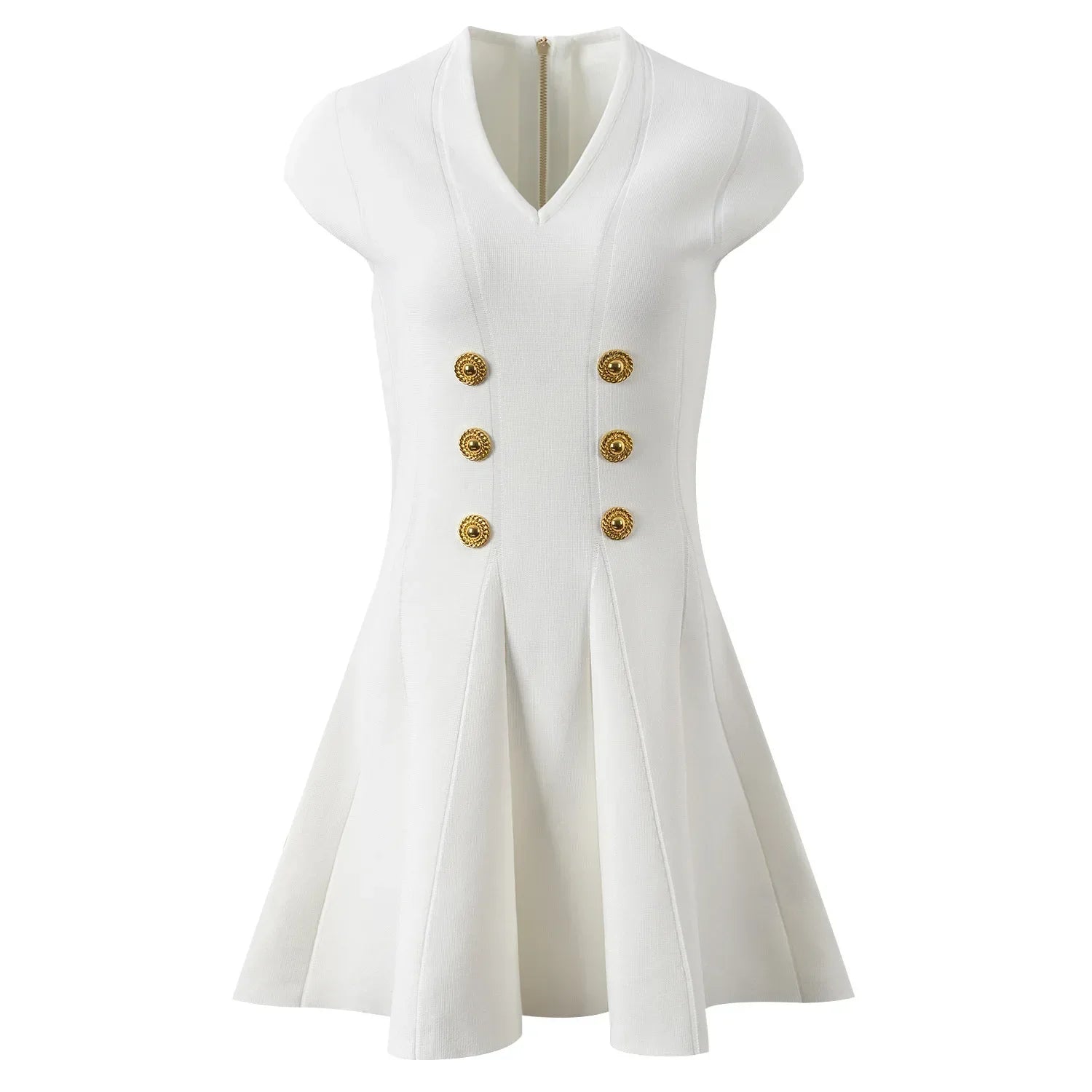 Summer Knit Dress V Neck Sleeveless Mini Solid Chic