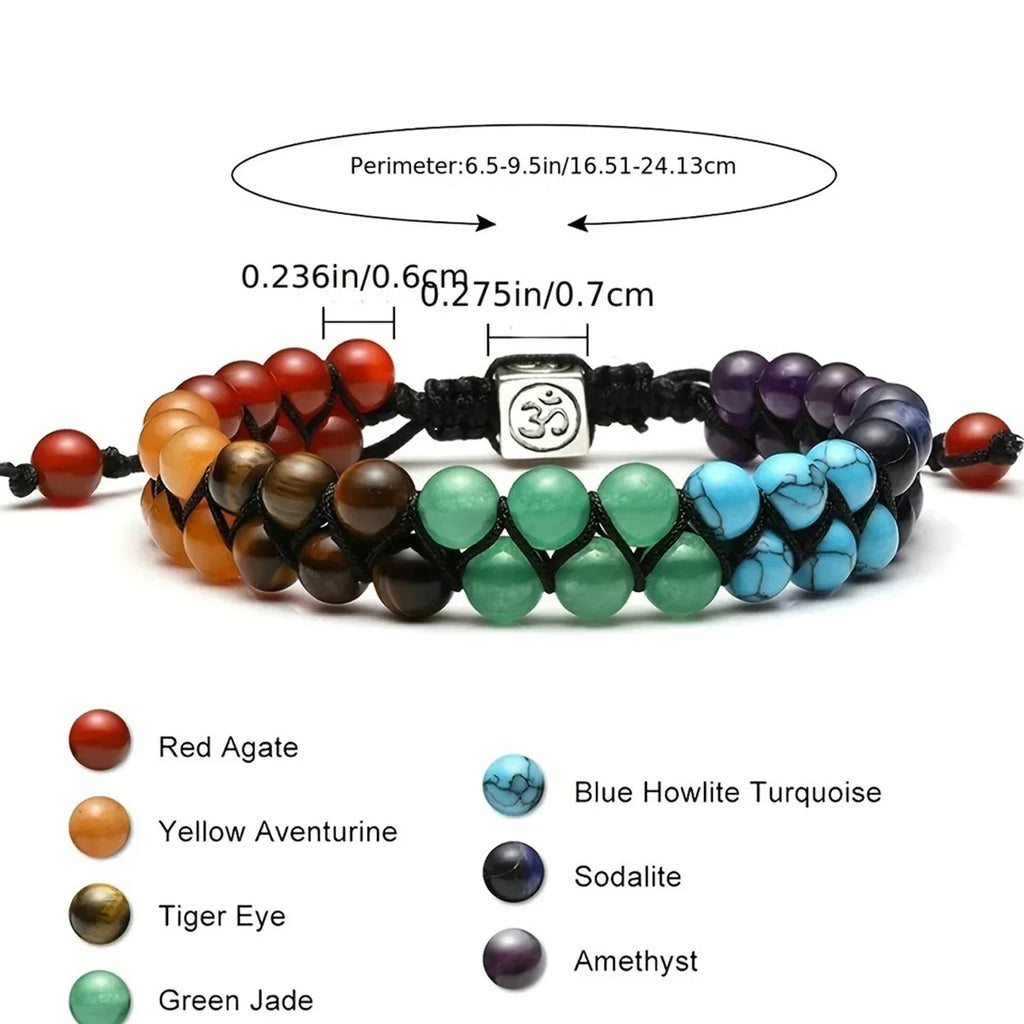 Chakra Healing Crystal Bracelet Adjustable Yoga Stone Beads for Meditation and Anxiety Relief