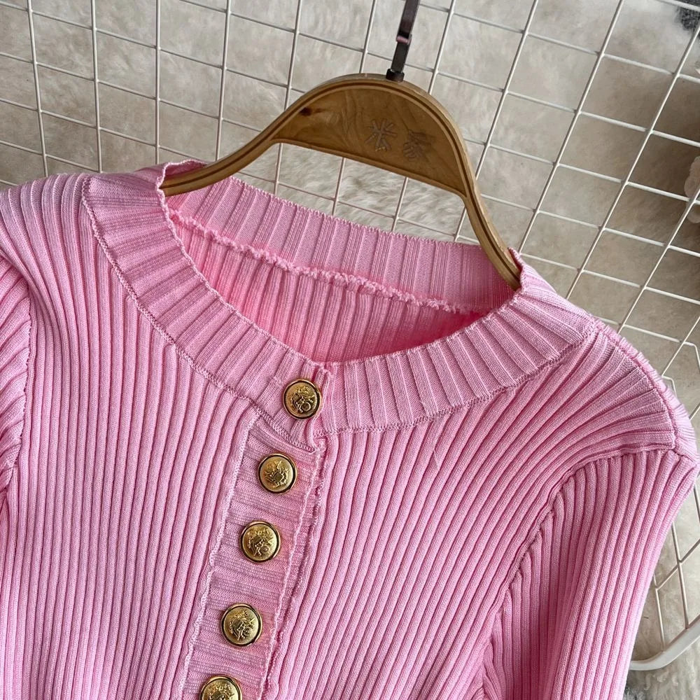 Knitted Sweater Dress With O Neck Belt For Autumn Winter