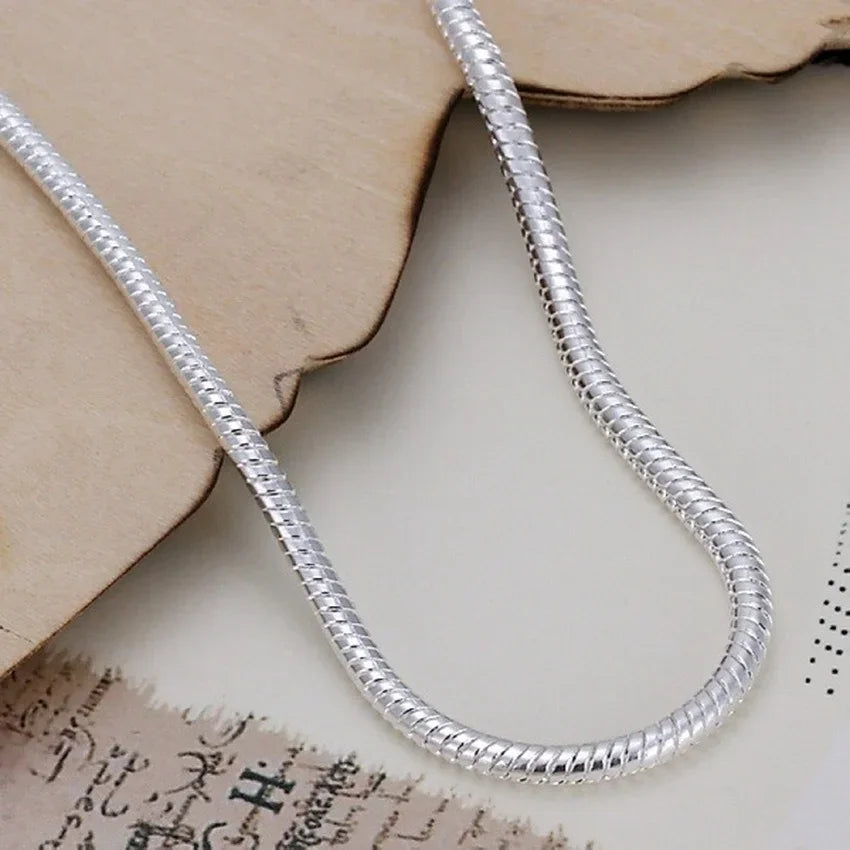 20cm Silver Color 3MM Snake Chain Bracelet for Women Charm Wedding Jewelry